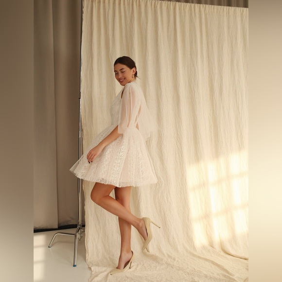 Ivory / Nude Short Wedding Dress (size 12) - Picture 2 of 5